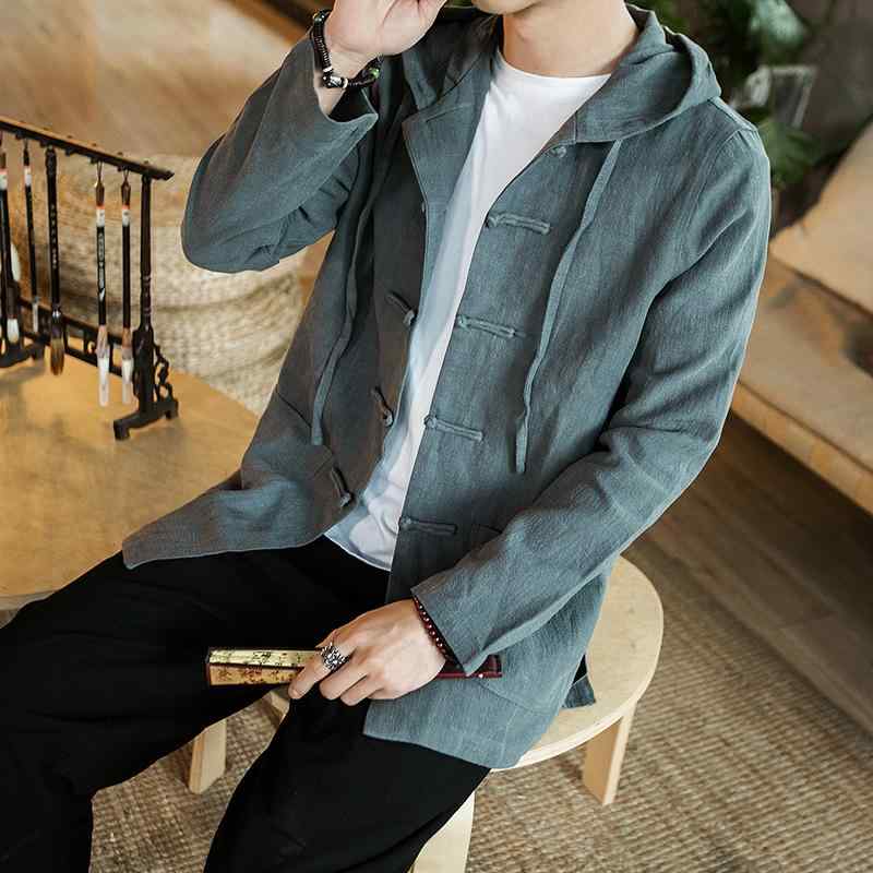 上衣 切磋琢磨服 カンフー 太極拳 中国 唐 背広 漢服 中華風 成人男性服 リネン 思い入れる 服 綿 リネン エスニック 御召しもの