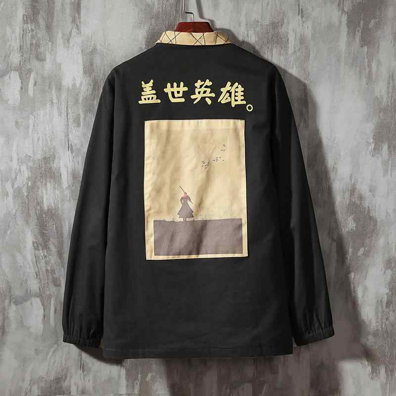 上衣 メンズ 秋 春 中華風 類似体 い 主人公 レトロ 刷り上げる 馬鹿でかい大きさ 美術的 トップス