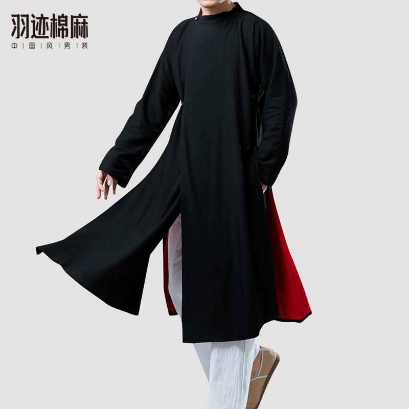 コート メンズ 中華風 ローブ 漢服 レトロ ローブ 中国 瞑想 スーツ リネン コントラスト 民族風｜セキュアデポ