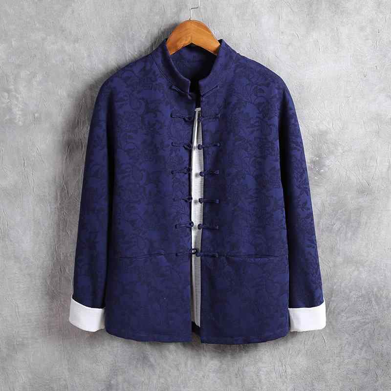 ジャケット メンズ 秋 長袖 中国 唐 スーツ 漢服 中華風 紳士服 バックル リネン 民族 衣装 綿