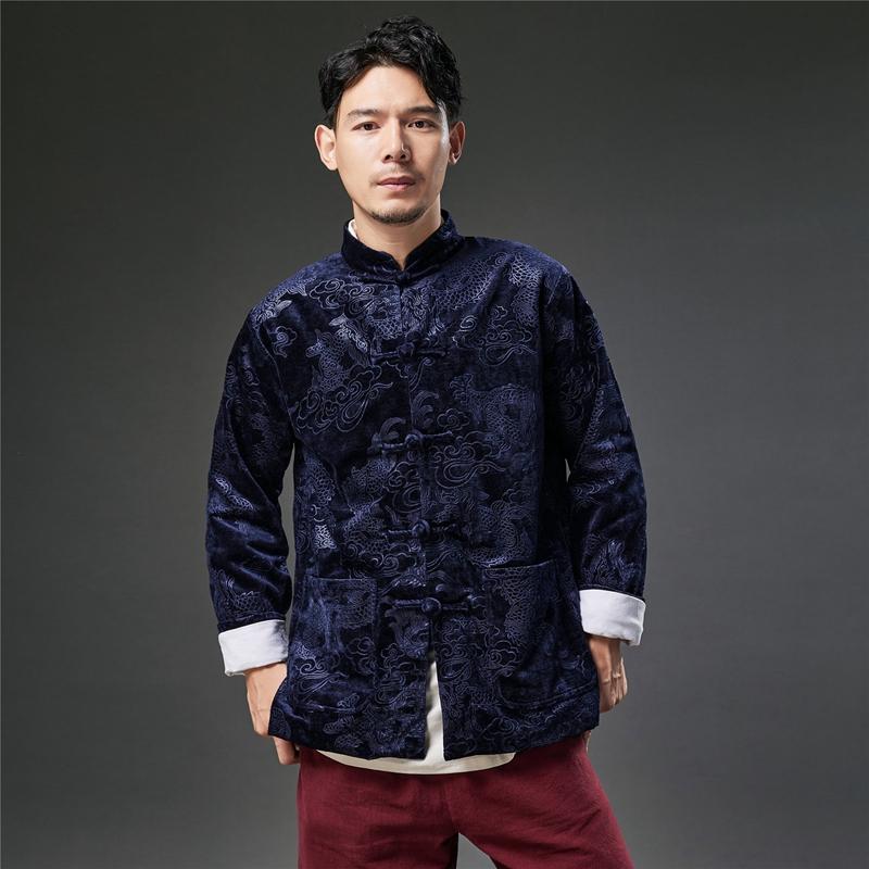 ジャケット メンズ 秋 春 中華風 中華風 ベルベット ジャカード レトロ トップス 唐 スーツ