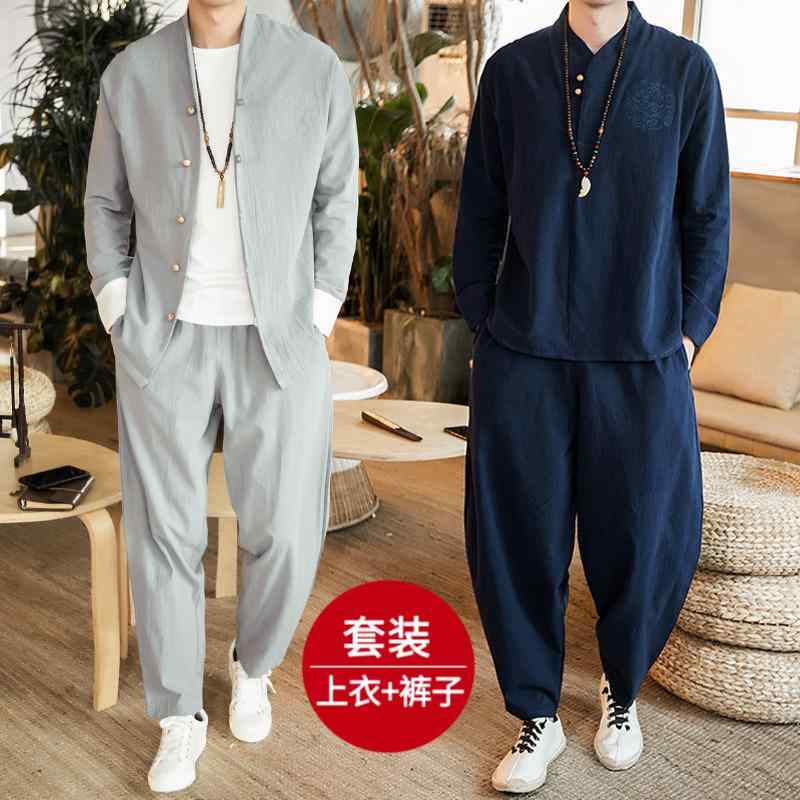 上衣 メンズ 中華風 唐 背広 中華風 背広 漢 背広 綿麻 茶 思い入れる 背広 レトロ 上着 背広