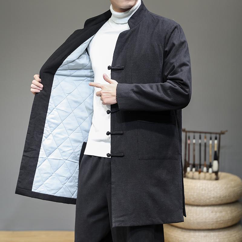 ジャケット メンズ 修行服 カンフー 太極拳 中華風 綿 中国 唐 スーツ 漢服 レトロ ミドル丈 綿 エスニック 瞑想 スーツ 綿