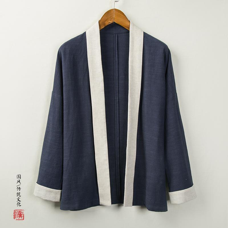 厚地の外套 メンズ 中国 唐 背広 漢服 中華風 マント 綿麻 エスニック 思い入れる 背広 レトロ 御召しもの 道教 衣装