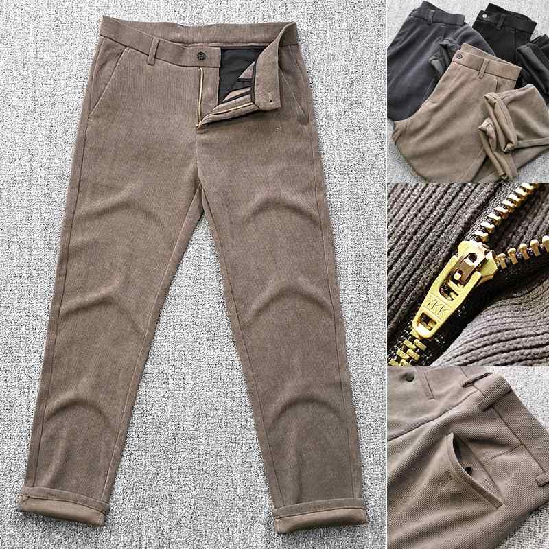 パンツ メンズ 秋 冬 カジュアル 高級 コーデュロイ ストレッチ 厚手 ビジネス ストレート 快適 コーデュロイ 暖かい ズボン