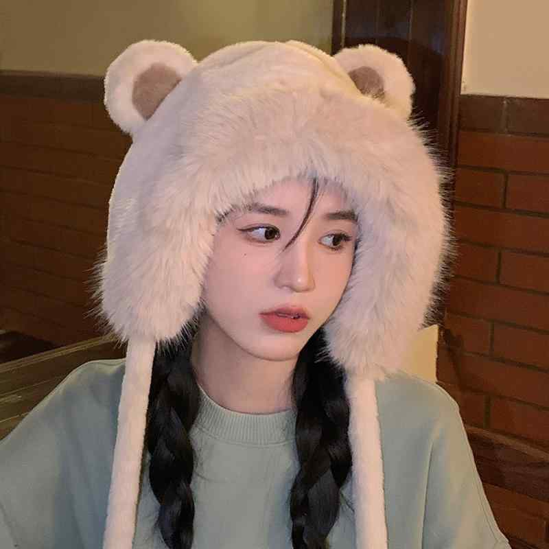 レディース 冬 帽子 韓国 かわいい クマ ロシア 耳保護 暖かい 防寒 厚手 サイクリング フード