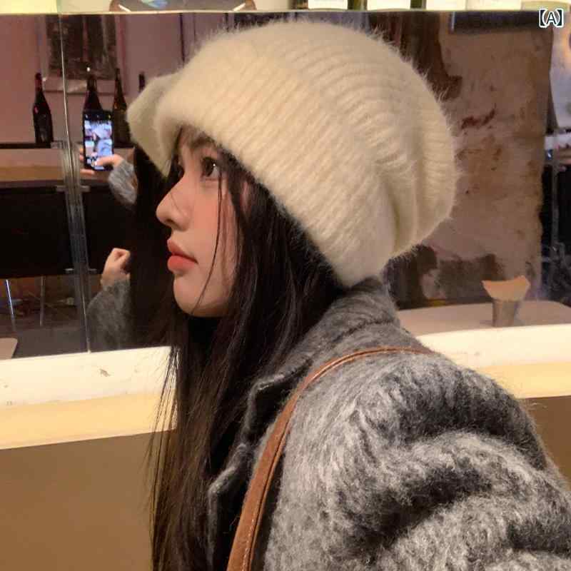 ニット帽 カジュアル 帽子 レディース 女の子 耳保護 ファー ビーニー 冬 和風 暖かい 大きめ 頭囲 パイル 白 防寒