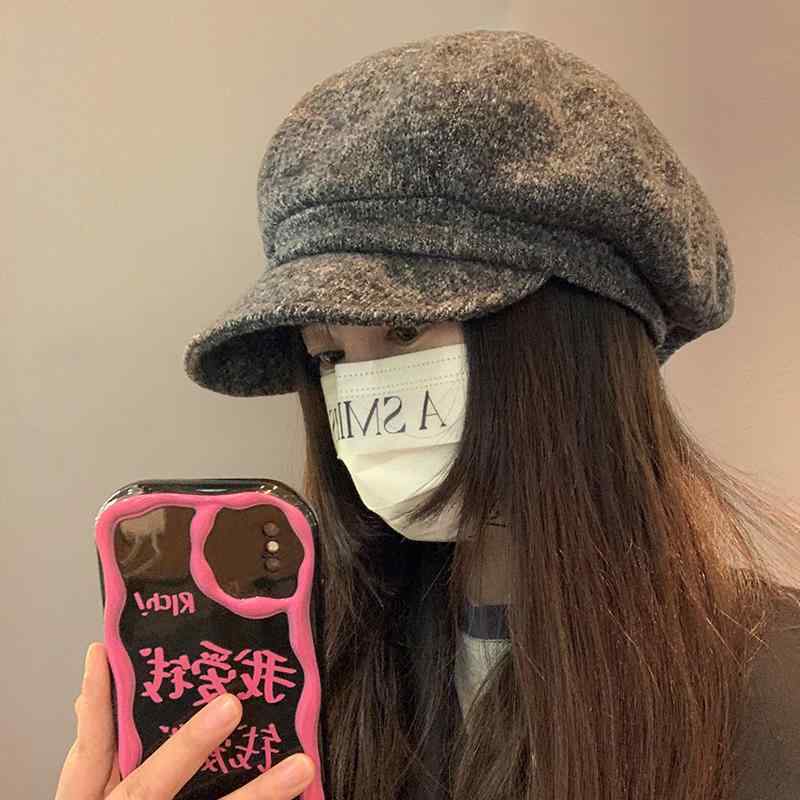 レディース 秋 冬 キャスケット帽 おしゃれ ファッション 八角 ベレー 帽 レトロ 帽子 ハイエンド 厚く 暖かい キャスケット ベレー 帽