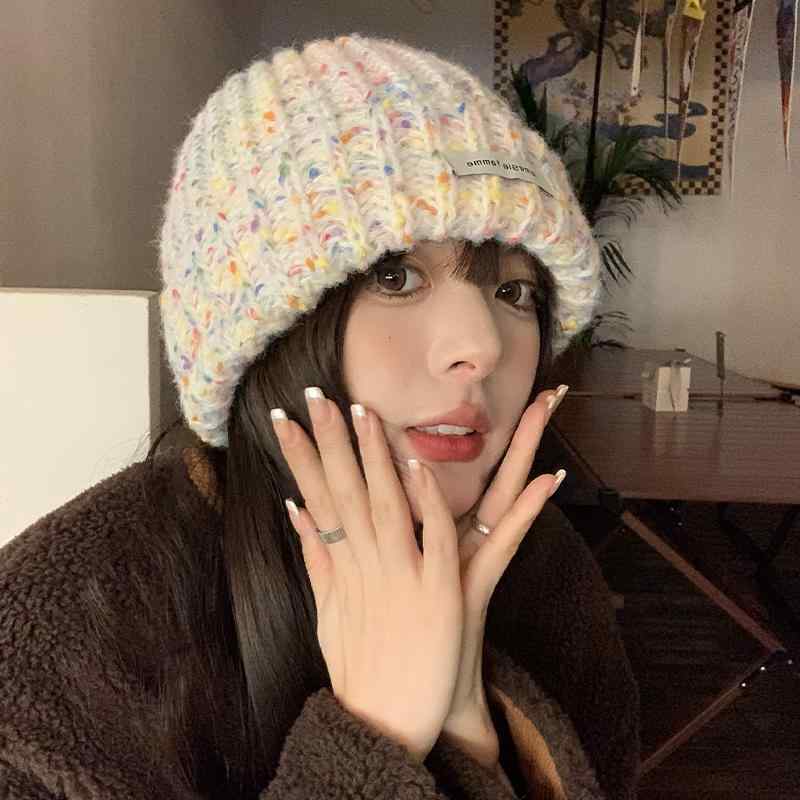 レディース 秋 冬 カジュアル ニット ウール 帽 帽子 キャンディーカラー かわいい ガーリー 暖かい 頭囲 大きい