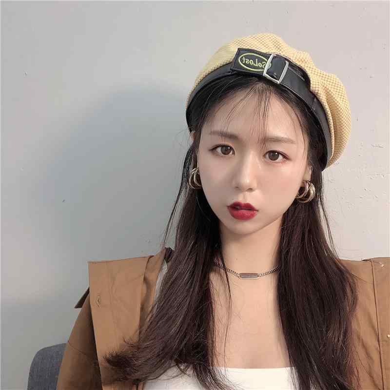 レディース 秋 春 夏 カジュアル ベレー 帽 かわいい チェック柄 韓国 和風 薄い ペインター ハット