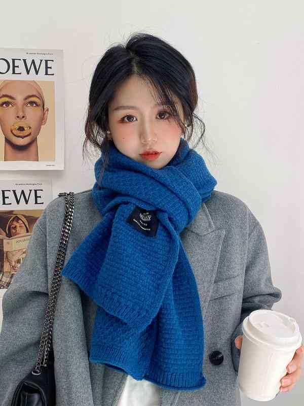 レディース 秋 冬 ニット ウール マフラー 韓国 無地 かわいい 女の子 スカーフ 韓国 学生 暖かい スカーフ