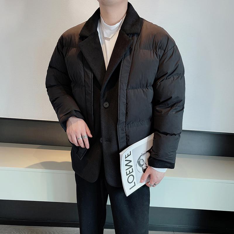ジャケット メンズ コットン 冬 ウール かっこいい 男性用 フェイク ツーピース 肥厚 スーツ 用