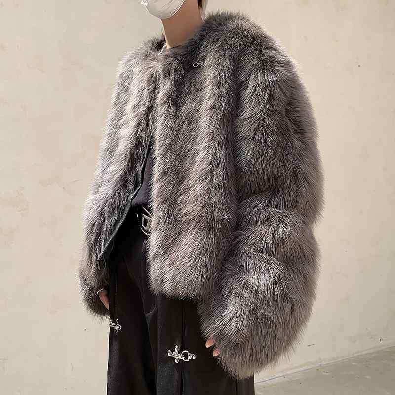 メンズ 冬 厚手 暖かい イミテーション キツネ 毛皮 綿 暖かい トップス 綿服 ショート 軽量 ハイエンド 毛皮｜セキュアデポ