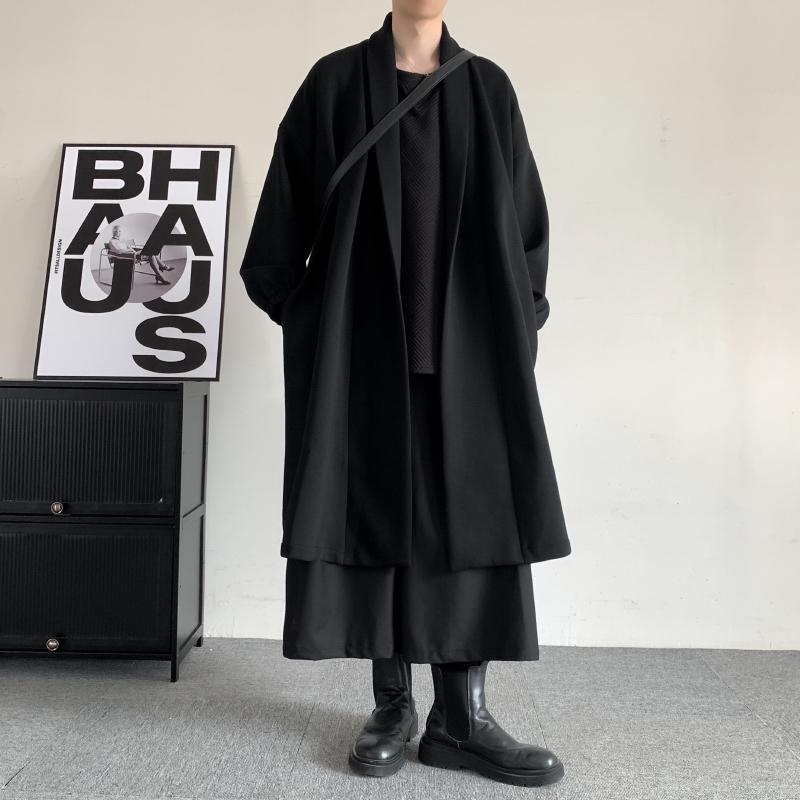 コート メンズ 冬 おしゃれ ダーク ミドル丈 ベルベット 肥厚 ウインドブレーカー ロング ドレープ 暖かい|セキュアデポ