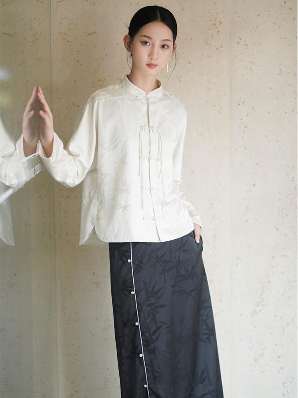 プルオーバー レディース 秋 冬 瀬戸もの 清楚 新 中華風 唐服 韓服 成人女性 緩くて ジャカード レコード盤 名取り草 トップス