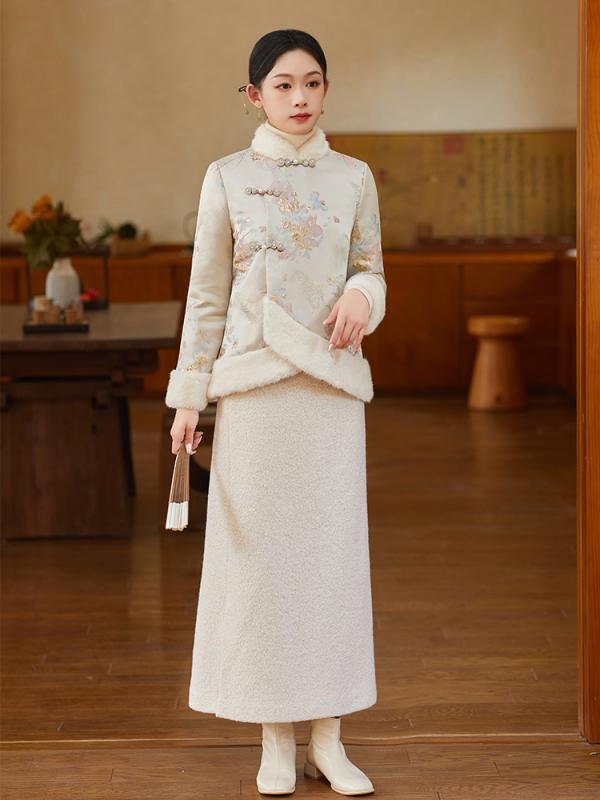 厚地の外套 レディース 秋 冬 流行り物 中華風 御上さん トップス 御上さん ともし火 本塁 バックル レトロ ハイエンド 刺しゅう
