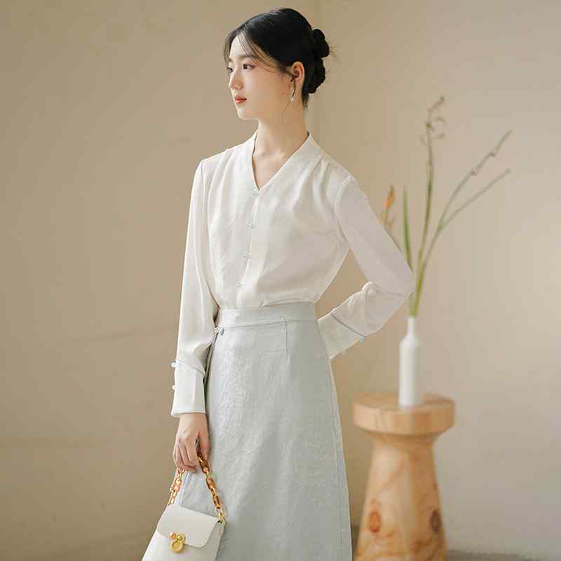 シャツ レディース 秋 冬 長袖 ファッション 中華風 通勤 婦人服 アセテート サテン トップス スーツ｜セキュアデポ