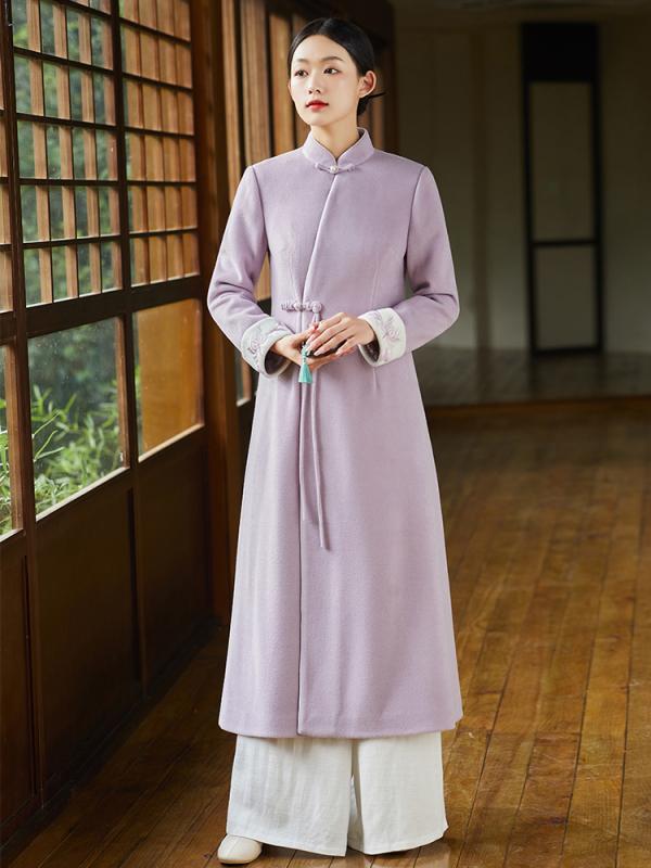 御召しもの レディース 秋 冬 流行り物 エスニック 中華風 韓服 瀬戸もの 御上さん 中華風 レトロ 朦々たる 紫色 トップス 思い入れる 茶師服 御上さん服