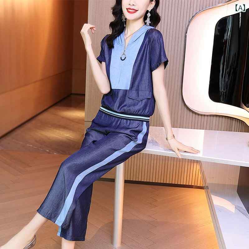 レディース スーツ パンツ トップス ２点セット 夏 半袖 フードトップス ジッパー 七分丈パンツ セットアップ リラクシング カジュアル スポーツ ジム ドライブ リゾート バカンス 観戦 12,293円