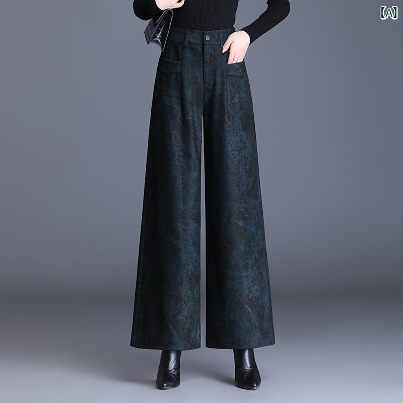 スカートパンツ ジャカード ワイドレッグ パンツ レディース 秋 キュロット ボトムス スリム見え ズボン モダン カジュアル