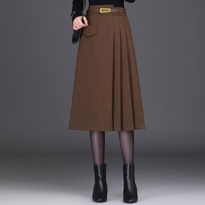 レディース ボトムス スカート Aライン ロング丈 ハイウエスト プリーツ スリム レディース シック 通勤 オフィス フォーマル 春秋 韓国