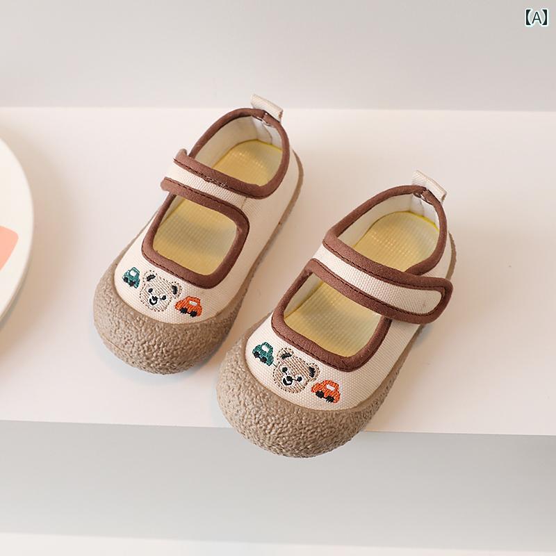 キッズ ジュニア シューズ キャンバス 刺繍 靴 幼児 幼稚園 上履き かわいい 柔らかい ソフト メンズ レディース兼 子供