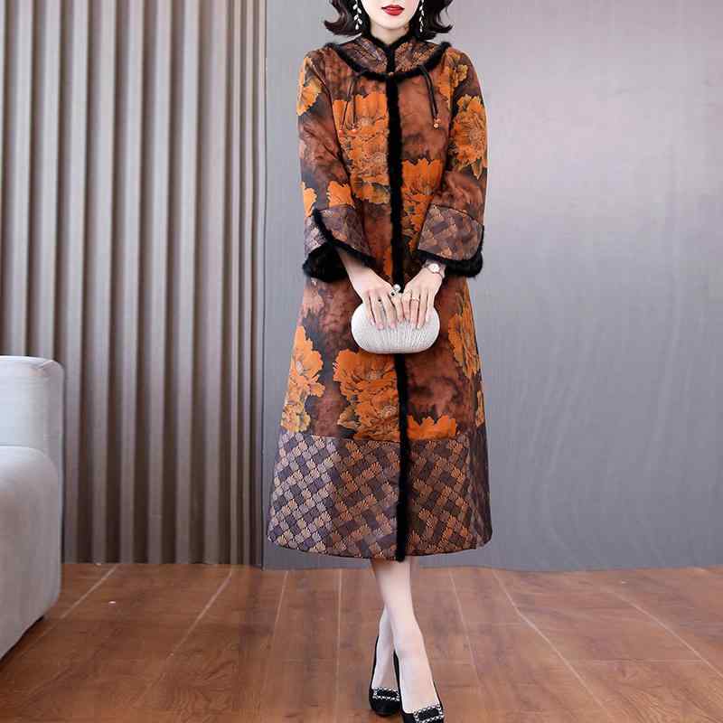 コート ジャケット レディース カジュアル きれいめ 婦人服 マザーズ 冬 レトロ ロング チャイナ 綿服 女性 厚手 暖かい 中国 綿|セキュアデポ