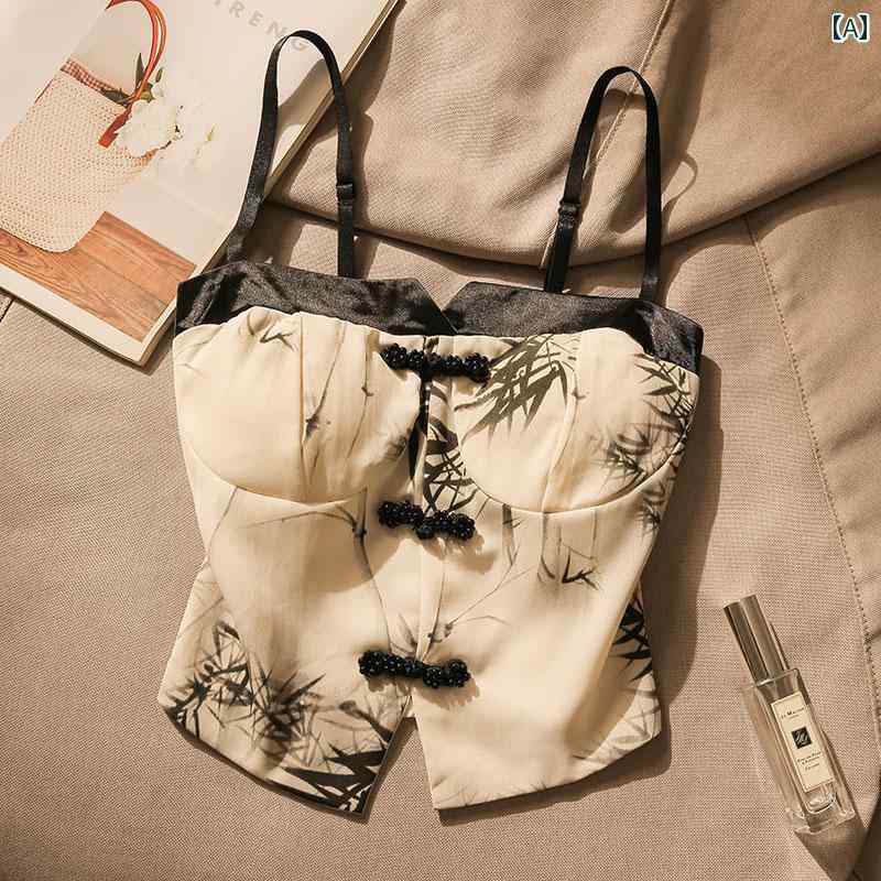 レディース チャイナ風 ビスチェ モテ服 キャミソール セクシー お腹見せ レイヤード スタイリッシュ 女の子 おしゃれ イベント フェス ダンス コスチューム レジャー デート アップ