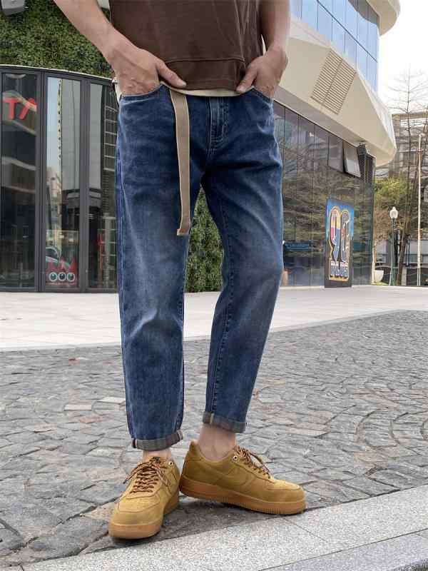 デニムパンツ メンズ 春夏 アメリカ ファッション ジーンズ 男性用 伸縮性 スリムフィット 足首細用 長ズボン カジュアル ブルー
