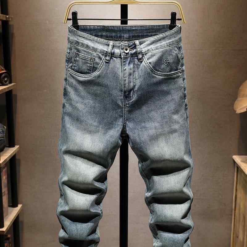 パンツ デニムパンツ メンズ スリム レトロ ウォッシュ ジーンズ 春夏 ダメージ 加工 カジュアル ロング