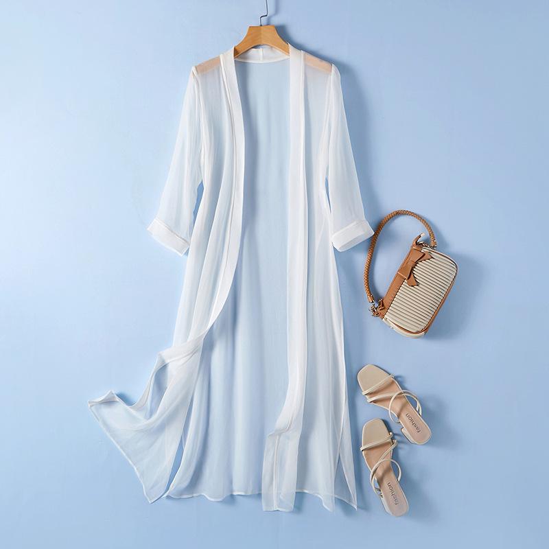 スカート レディース ファッション 女性用 夏用 日焼け防止 服 ミドル レングス ショール 日焼け防止 ロングカーディガン｜セキュアデポ