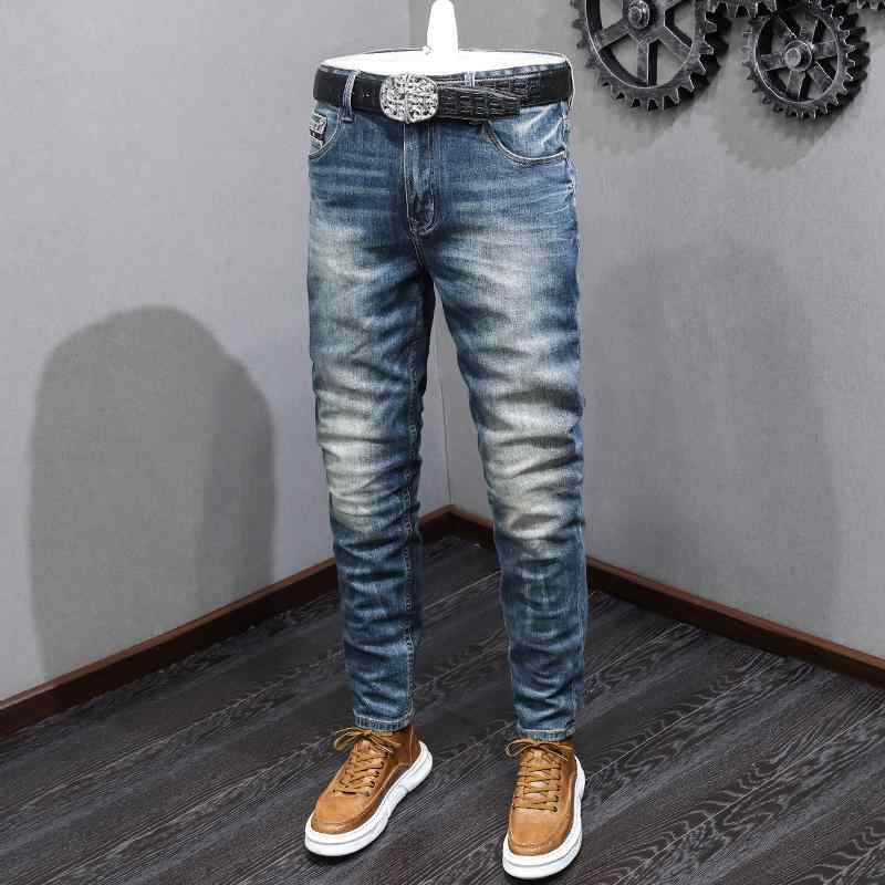 デニムパンツ メンズ ブルー マット ホワイト デニムパンツ メンズ 春秋 ジーンズ 韓国 スリム ストレート ファッション ストレッチ