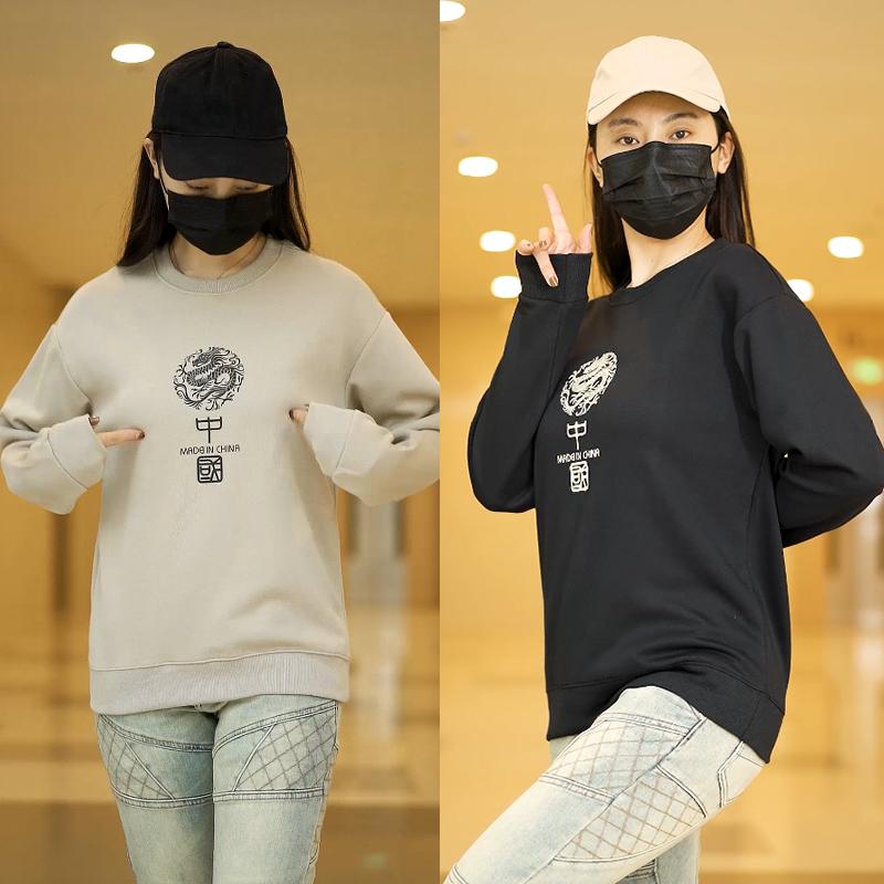 トップス トレーナー メンズ レディース 秋冬 ベルベット スウェットシャツ プリント 長袖 韓国 ラウンドネック カジュアル