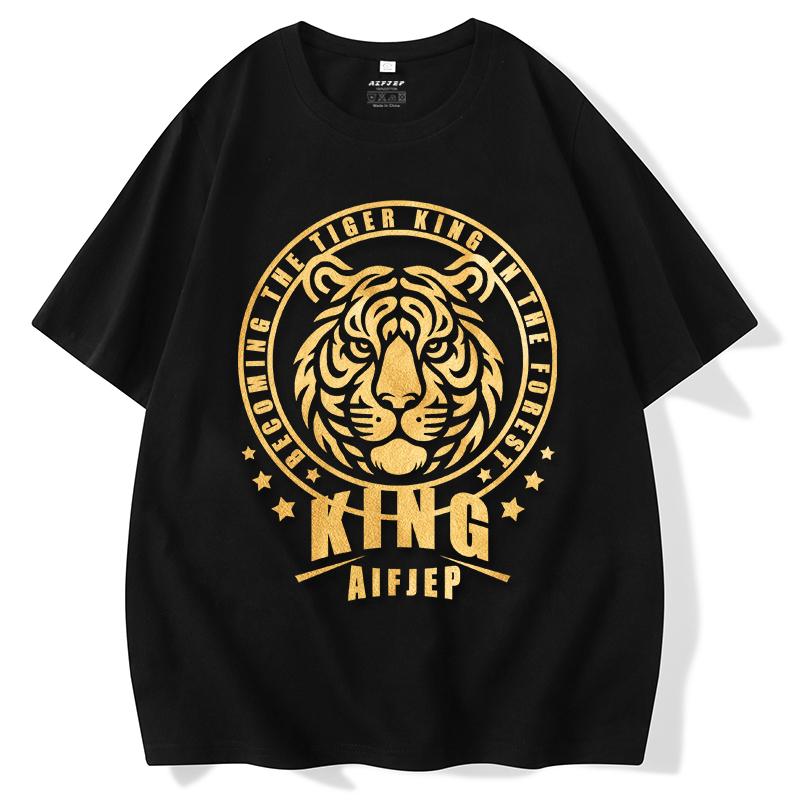 トップス シャツ Tシャツ かっこいい メンズ ドラゴン アメリカ アメリカン タイガーヘッド 半袖 大きいサイズ 綿 ホットスタンピング パンク レター 紳士服