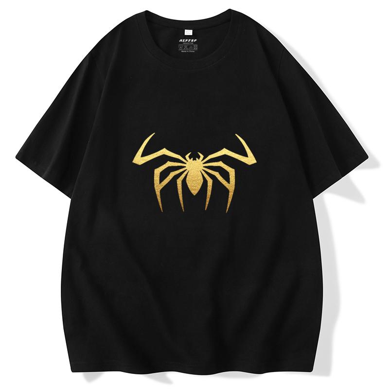 トップス シャツ Tシャツ かっこいい メンズ ファッション アメリカン スパイダー パターン ブロンズ 大きいサイズ 半袖 レトロ