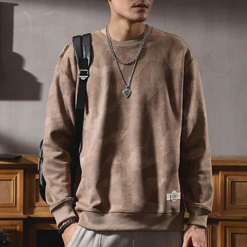 トップス メンズ トレーナー 春秋 男性用 アメリカン ヘビーウェイト レトロ スウェットシャツ カジュアル ラウンドネック スエード 迷彩 プルオーバー