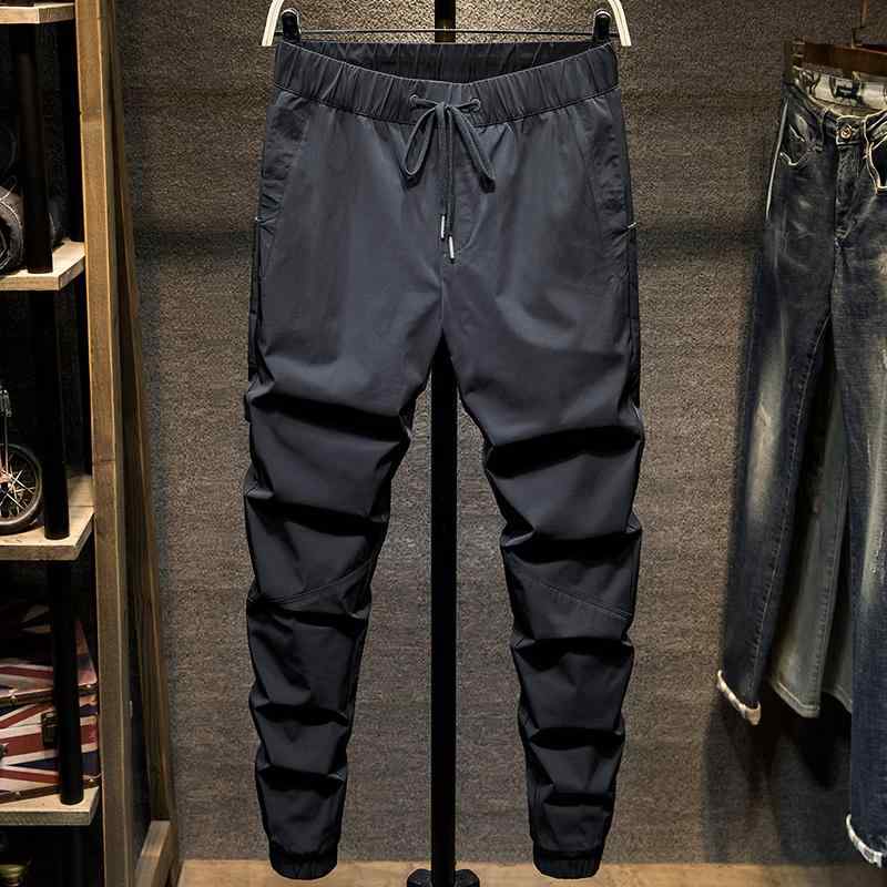 パンツ メンズ 夏用 薄手 冷感 通気性 カジュアル スリムフィット 伸縮性 ウエスト 九分丈 スポーツ 韓国