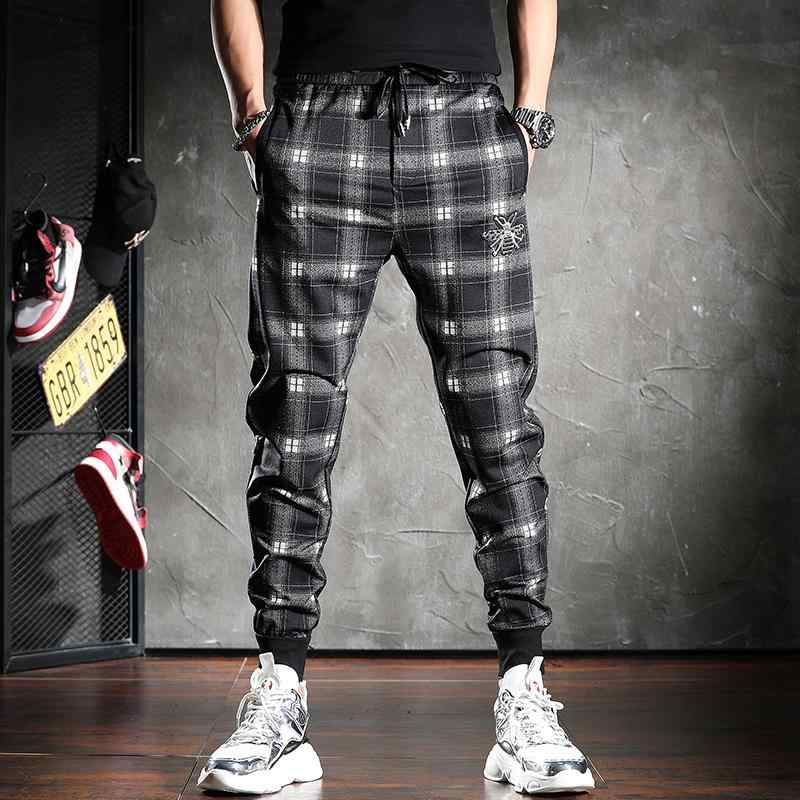 パンツ メンズ カジュアル アウトドア 黒白 チェック柄 春 ブリ ティッシュ レギンス スリム イン