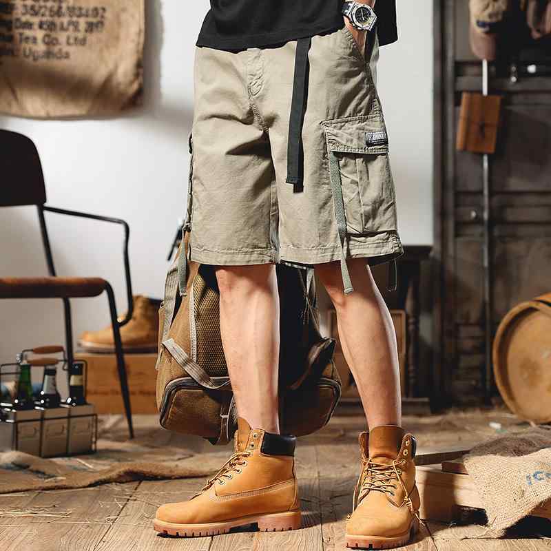 パンツ ハーフ メンズ アメリカン レトロ カーゴ ショーツ ストリート ストレート ミッド 夏 綿 カジュアル ワイド レッグ