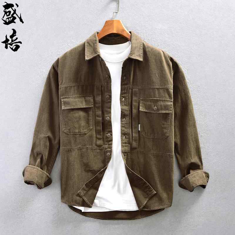 トップス シャツ トップス コート ジャケット メンズ 爽か シンプル レトロ アメリカン ヘビー ワークシャツ 春秋 カジュアル