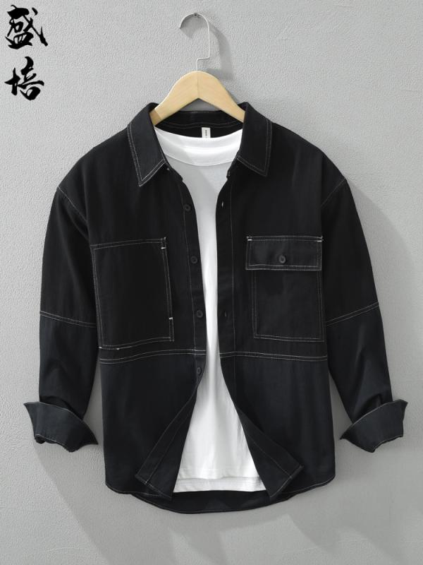 トップス シャツ ジャケット トップス ジャケット シャツ メンズ 爽か シンプル カラー ブロック コットンシャツ ゆったり 爽か 春秋 アウターウェア用 高級感 長袖