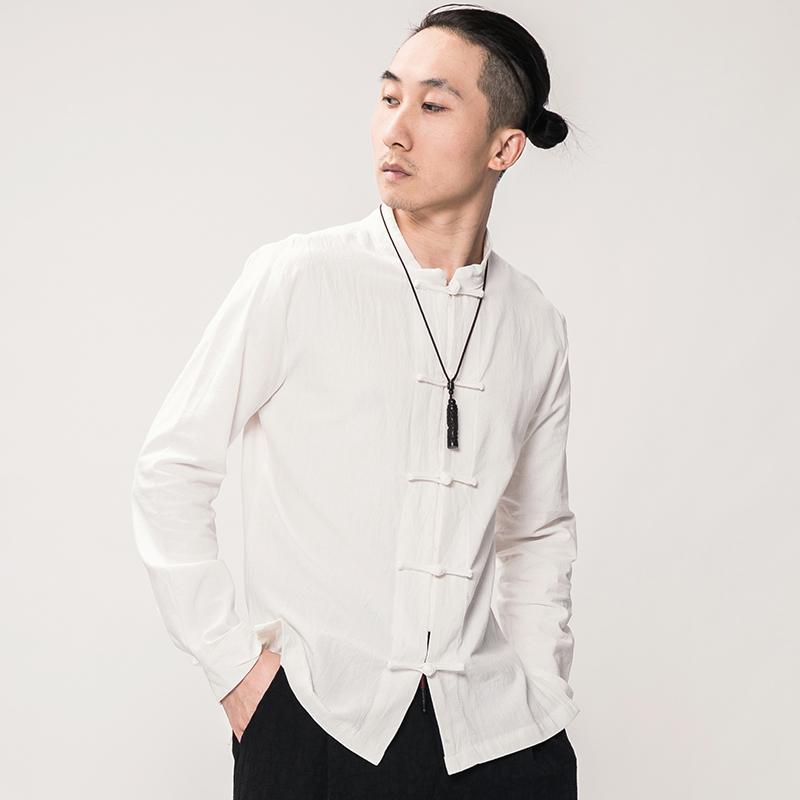 シャツ ジャケット メンズ ファッション 中華風 スタンドカラー プレート ボタン 長袖 無地 カジュアル 漢服 中山 唐