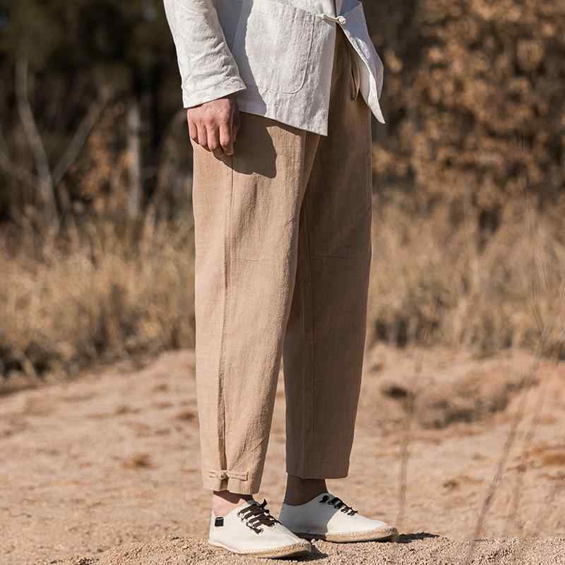 ズボン下 メンズ ズボン ゆったり 心地よい 中華風 リネン 歳月 引っ切り無い 綿織物リネン レトロ 中華風 成人男性用 メンズファッション-ズボン・パンツ