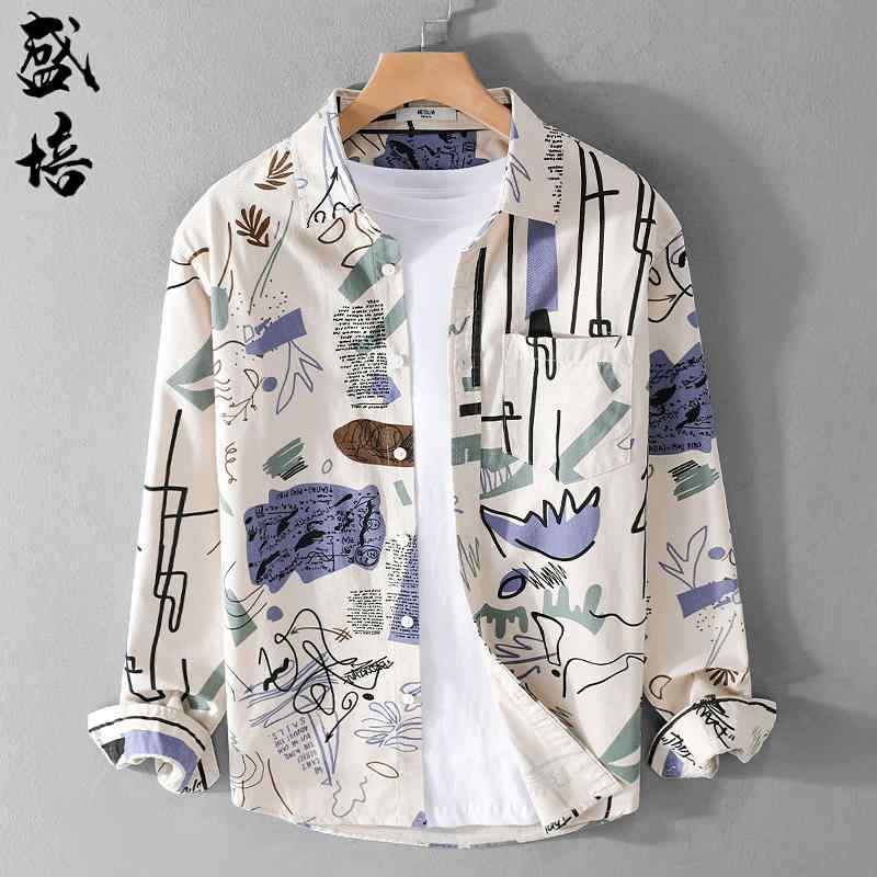 トップス シャツ ジャケット シャツ メンズ 柄シャツ 若々しい 男性 花柄 長袖 ヤッピー ブリ ティッシュ カジュアル カップル