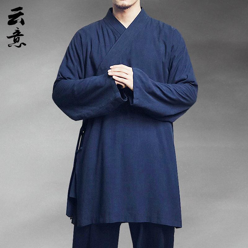 トップス 上衣 道教 衣装 メンズ 中華風 綿 リネン 唐 背広 真っただ中丈 漢服 思い入れる 背広 レトロ モンク 背広 リネン お茶 背広 衣装