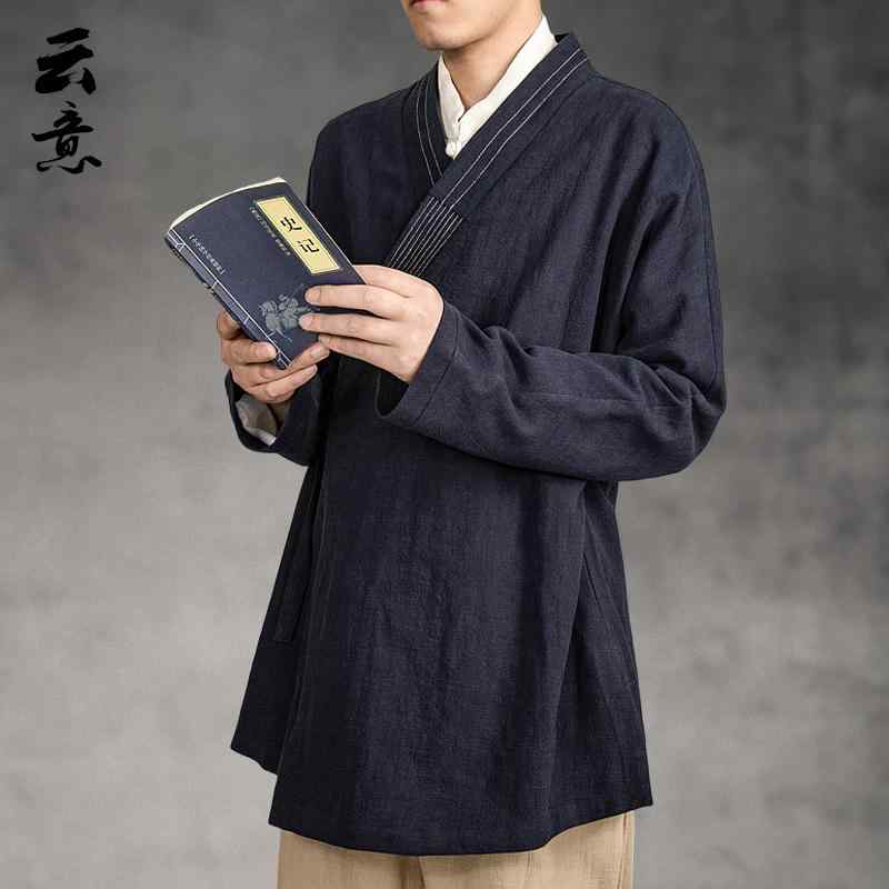 メンズ 流行り物 中華風 烏兎 リネン 漢服 真っただ中丈 宿小屋 御召しもの 綿 リネン 道教 衣装 レトロ 茶師服 道教 服