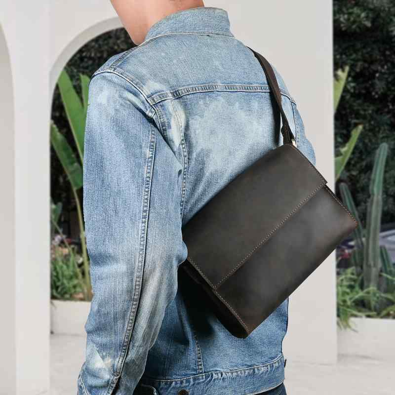 バッグ ショルダー レザー クロス ボディバッグ 小さい バック パック メンズ 横型 メンズバッグ レトロ 革 カジュアル メッセンジャーバッグ|セキュアデポ