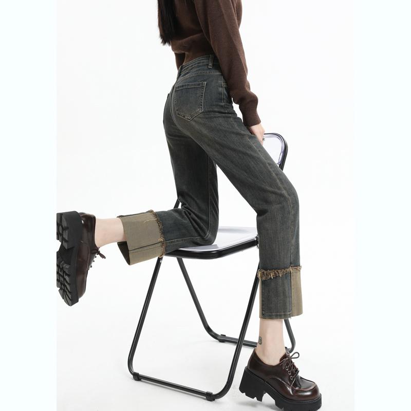 パンツ デニムパンツ レディース スタイリッシュ レディース ショート ストレート ジーンズ 春 ハイウエスト スリム シガレットパンツ 九分丈 バゲット｜セキュアデポ