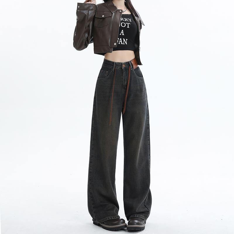 パンツ デニムパンツ レディース ラスト レッド ハイウエスト ワイド レッグ ジーンズ 女性 春 ホット ストレート ドレープ 拡張 フロアレングス｜セキュアデポ