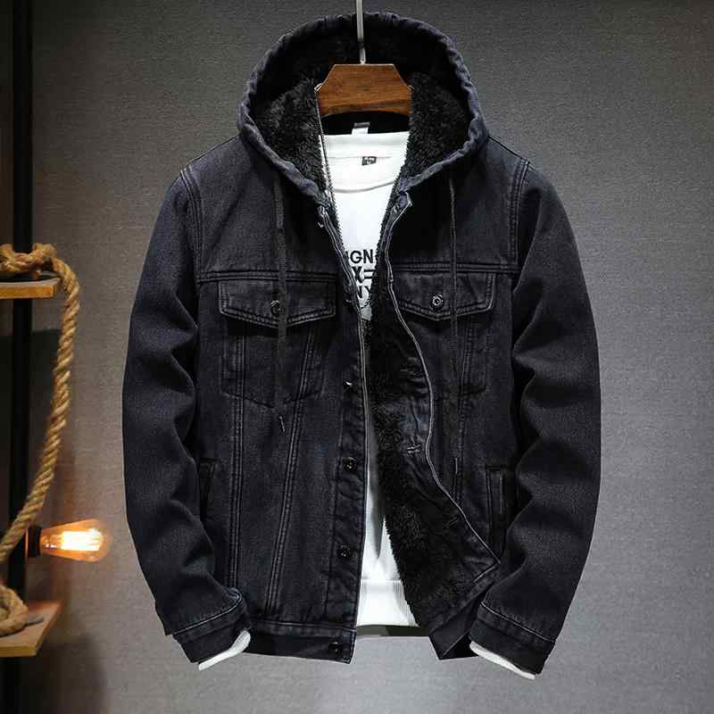 ジャケット トップス デニムジャケット メンズ カジュアル おしゃれ 作業着 アウトドア ツーリング 秋冬 男性用 ブラックベルベット ワークウェア 厚手 フード付き コットン